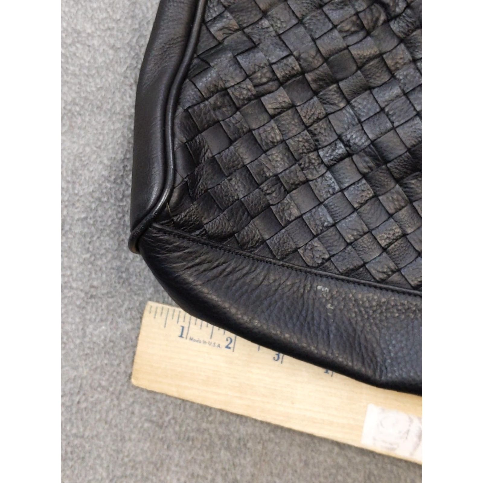 Cole Haan Cole Haan Tote Bag Womens Medium Black Leather Woven Basket Weave Shoulder Purse Size ONE SIZE - 5 Thumbnail