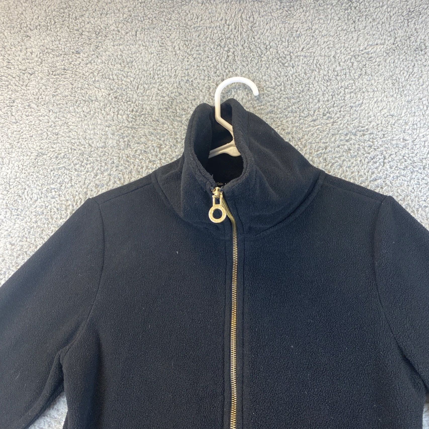 Calvin Klein Calvin Klein Embroidered Logo High Neck Fleece Jacket Women Size S Black Knit Zip Jacket Size S / US 4 / IT 40 - 2 Thumbnail