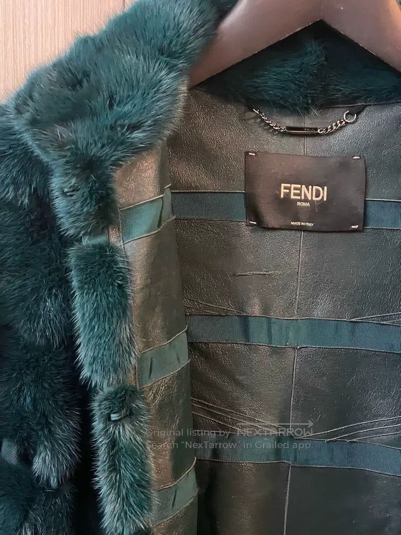 Fendi Fendi Medium-length fur coat, gorgeous peacock green Size XS / US 0-2 / IT 36-38 - 4 Thumbnail
