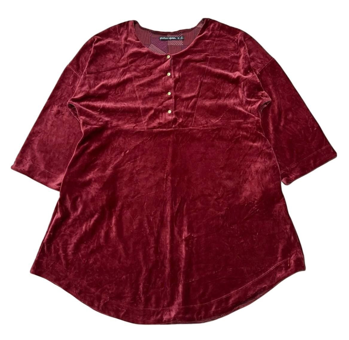 Gudrun Sjoden GUDRUN SJODEN RED ORGANIC COTTON VELOUR TOP POCKETS TUNIC XL Size XL / US 12-14 / IT 48-50 - 1 Thumbnail