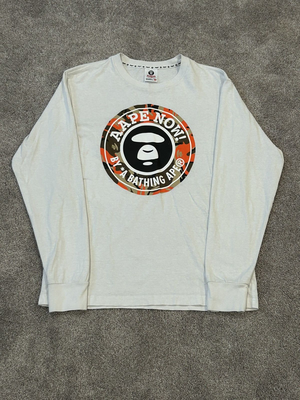 Aape × Bape RARE Aape Orange Camo Face Emblem Longsleeve by Bape Size US M / EU 48-50 / 2 - 1 Thumbnail