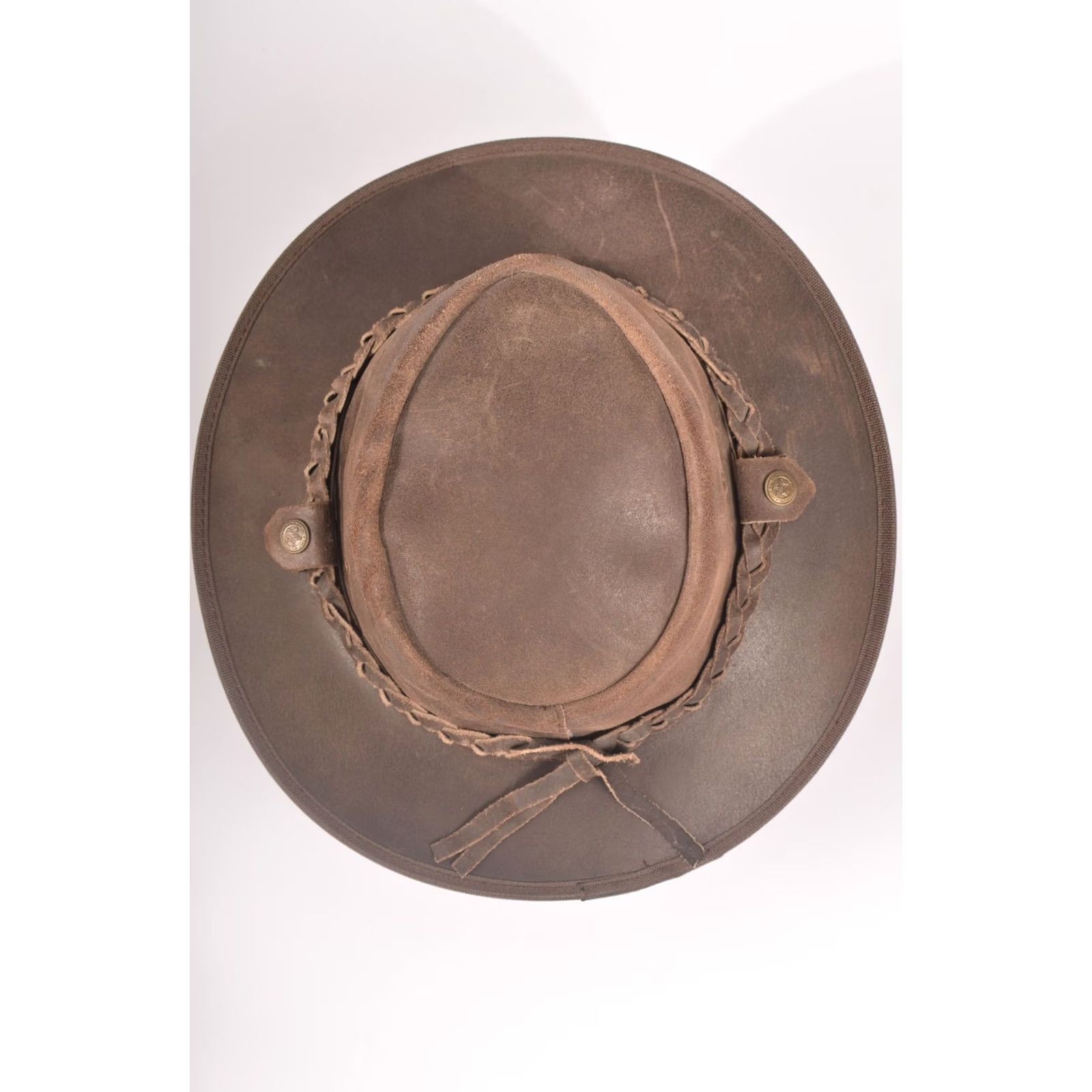 Vintage Aussie Leather Cowboy Western Australian Hat Men M Brown Solid Pattern Size M Mens Size ONE SIZE - 3 Thumbnail