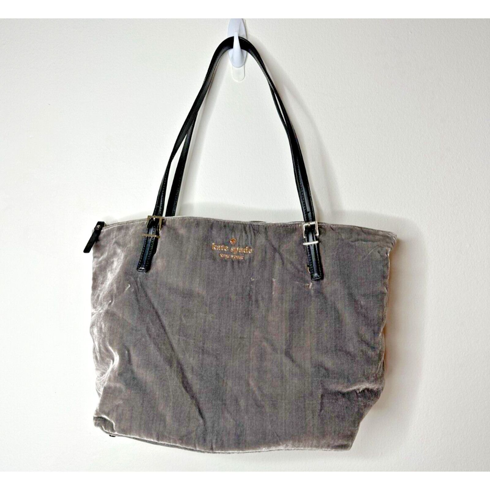 Kate Spade Kate Spade Gray Kona Dawn Place Velvet Leather Handle Tote L Size ONE SIZE - 1 Thumbnail