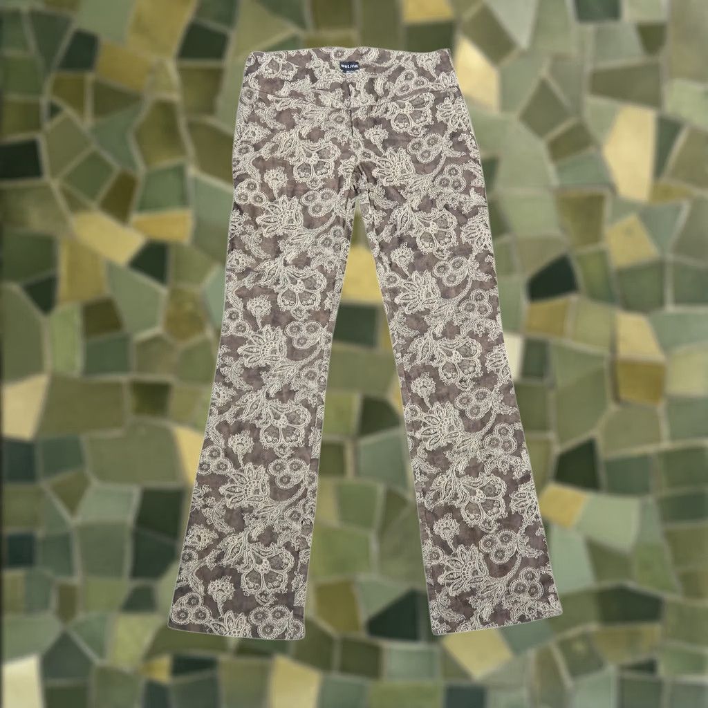 Vintage VINTAGE Wet Seal Brown Floral Tapestry Brocade Low Rise Flare Pants 11 Women Casual Bohemian 33in Inseam Mens? Size 32" / US 10 / IT 46 - 1 Thumbnail