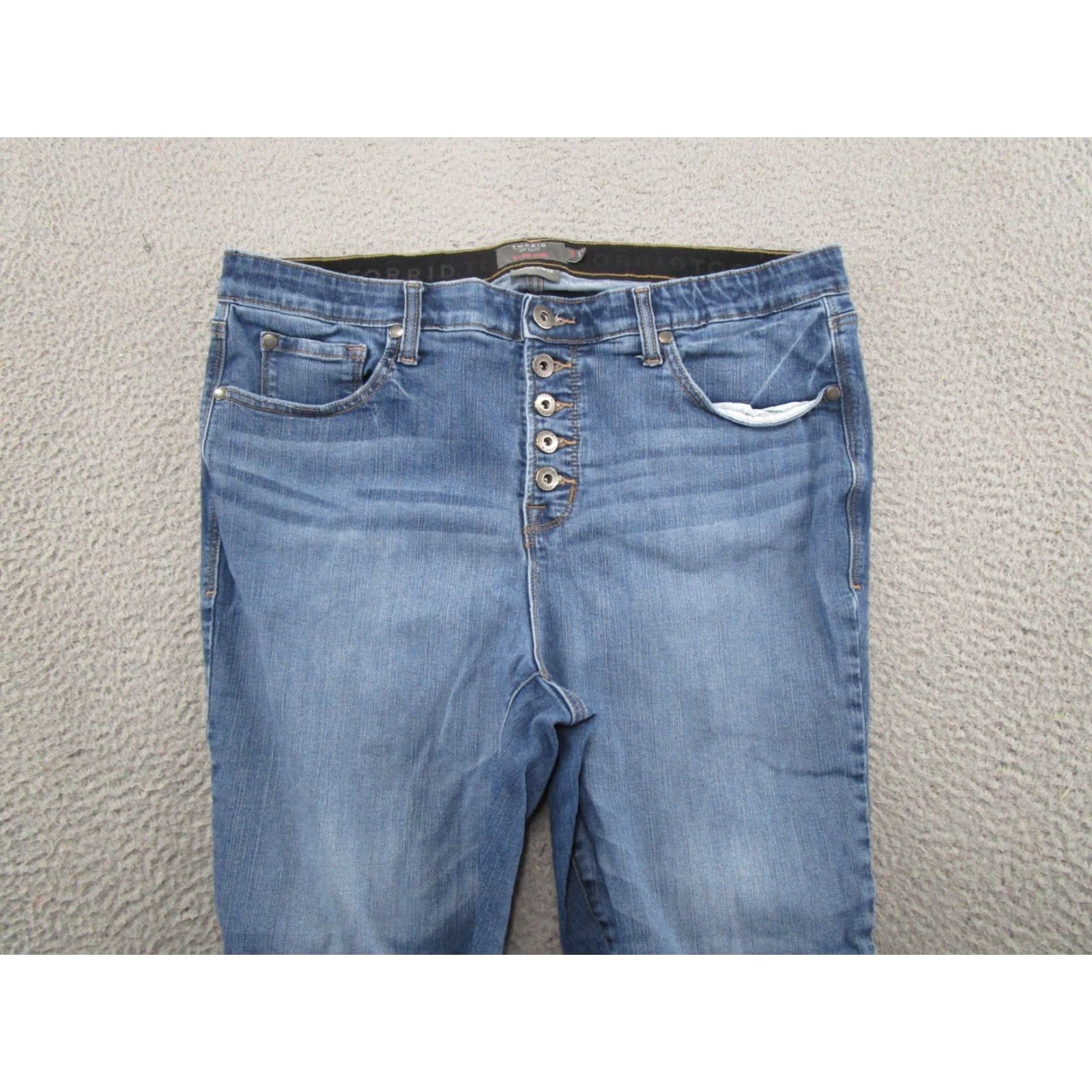 Torrid Torrid Jeans Button Fly High Rise Blue Premium Stretch Skinny Jeans 18R Womens XS? Size 40" / US 18 - 3 Thumbnail