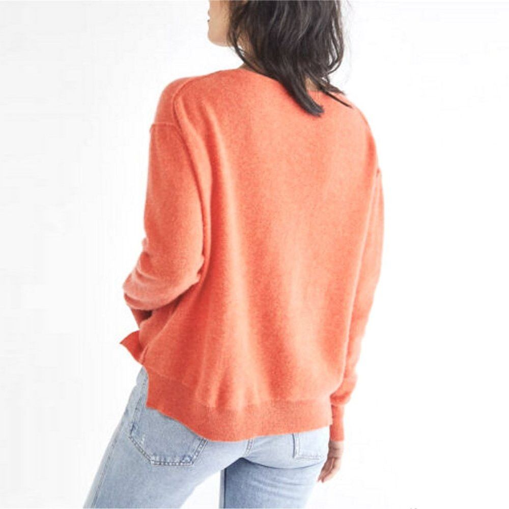 Free People New Free People Harmony Cashmere Orange V Sweater Size S Size S / US 4 / IT 40 - 2 Thumbnail