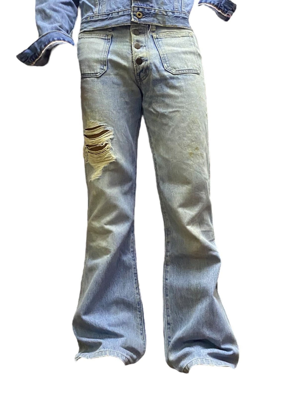 Tornado Mart Vintage Big John 70’s Fade Grunge Distressed Flare Jeans Size US 32 / EU 48 - 21 Thumbnail