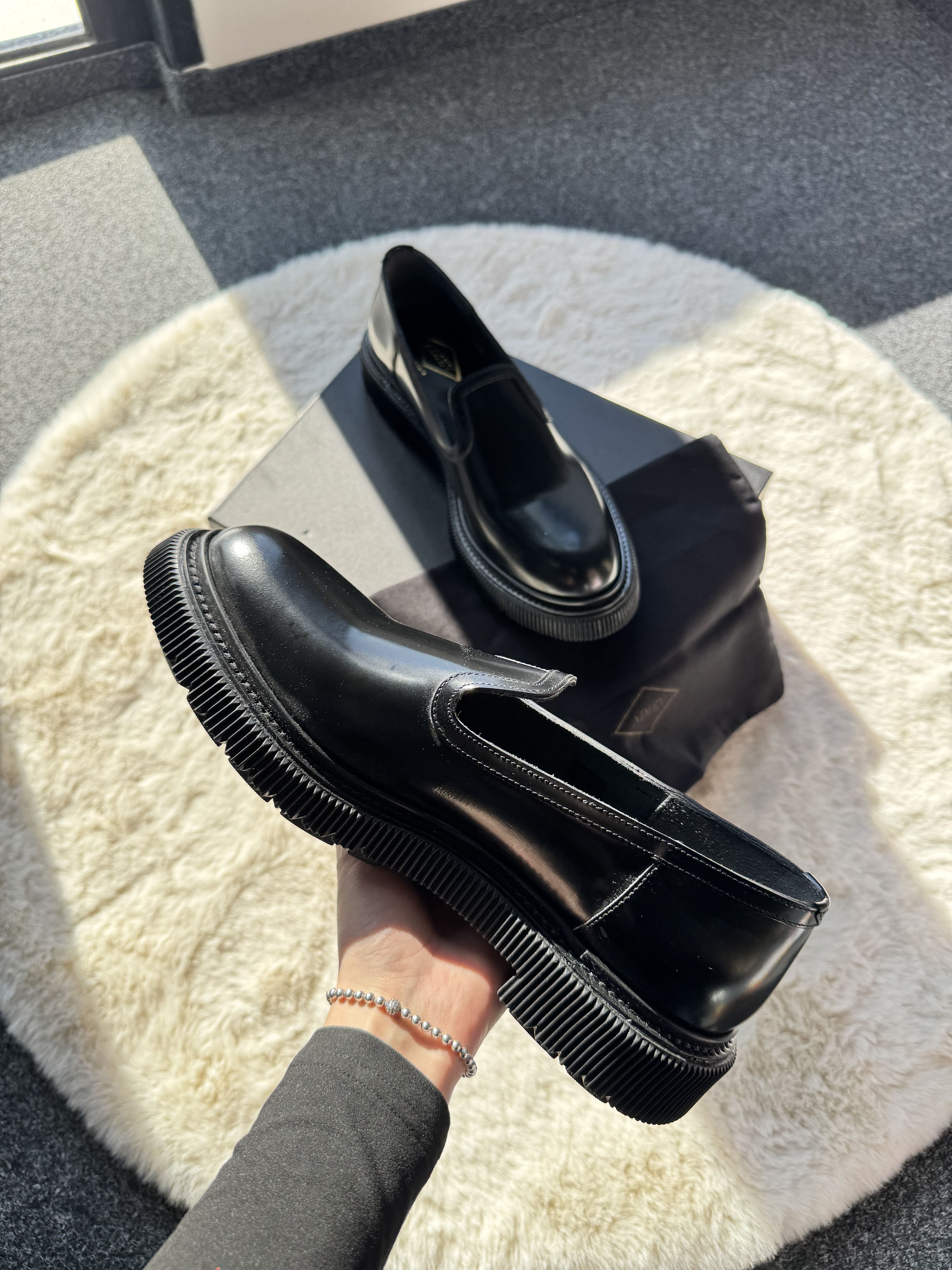 Adieu Paris Adieu Paris Type 215 - Black leather slip-on moccasins Size US 11 / EU 44 - 2 Thumbnail