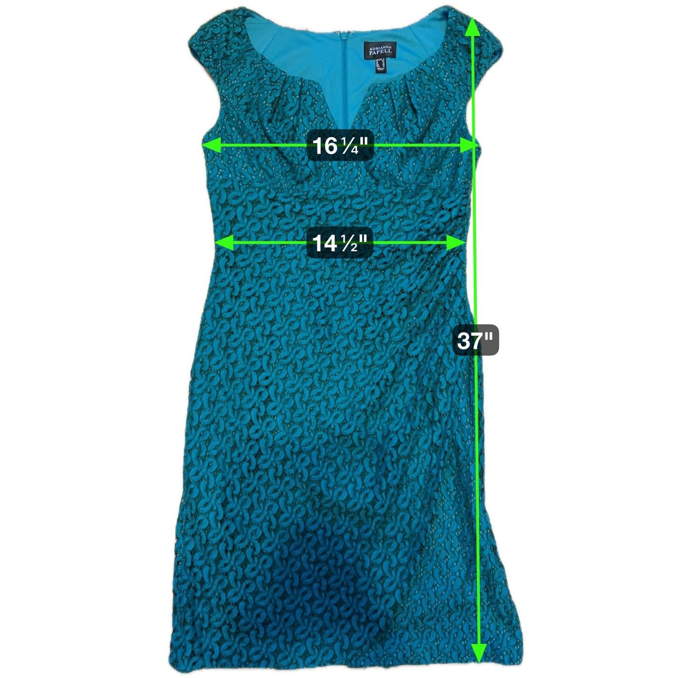 Adrianna Papell Adrianna Papell Teal Lace Sheath Dress Women’s Size 8 Size M / US 6-8 / IT 42-44 - 8 Thumbnail
