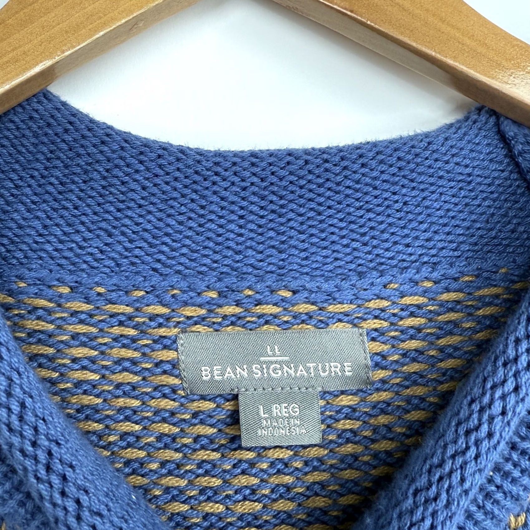 Vintage L.L. Bean Signature Sweater Mens Large Tight Knit Blue Stretch Organic Cotton Pullover Crew Neck Long Sleeve Knit Regular Fit Casual Vintage: No Size US L / EU 52-54 / 3 - 3 Thumbnail