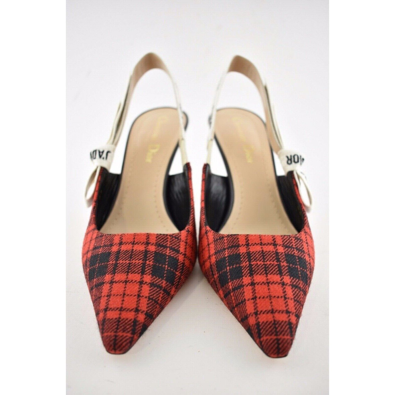J'adior Jadior Check Slingback Sling Sandal Heel Pump 37