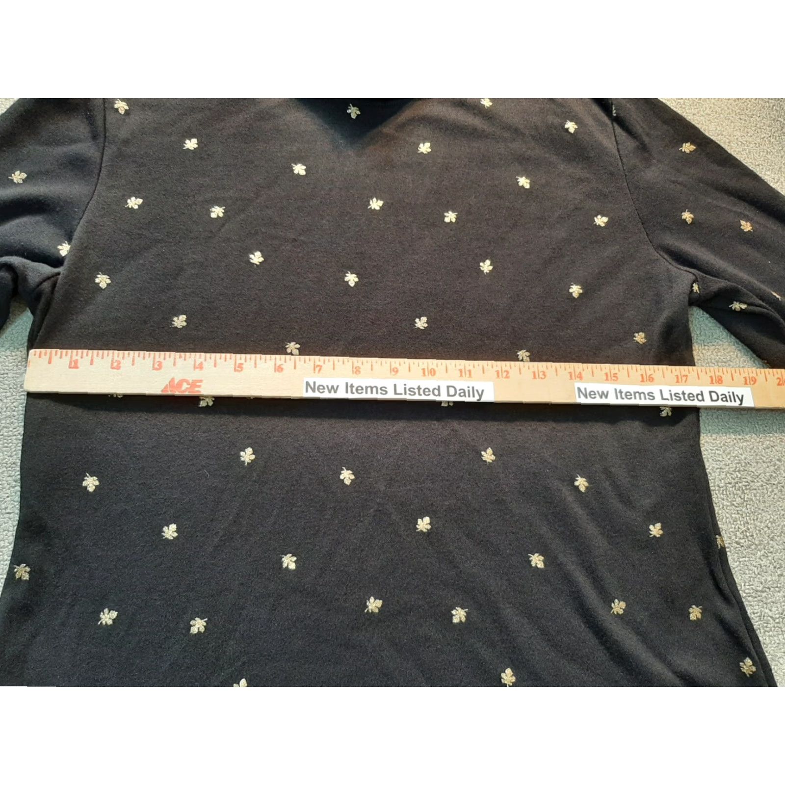 Vintage Karen Scott Shirt Womens Medium M Black Glitter Gold Leaf Pattern Top Size M / US 6-8 / IT 42-44 - 4 Thumbnail
