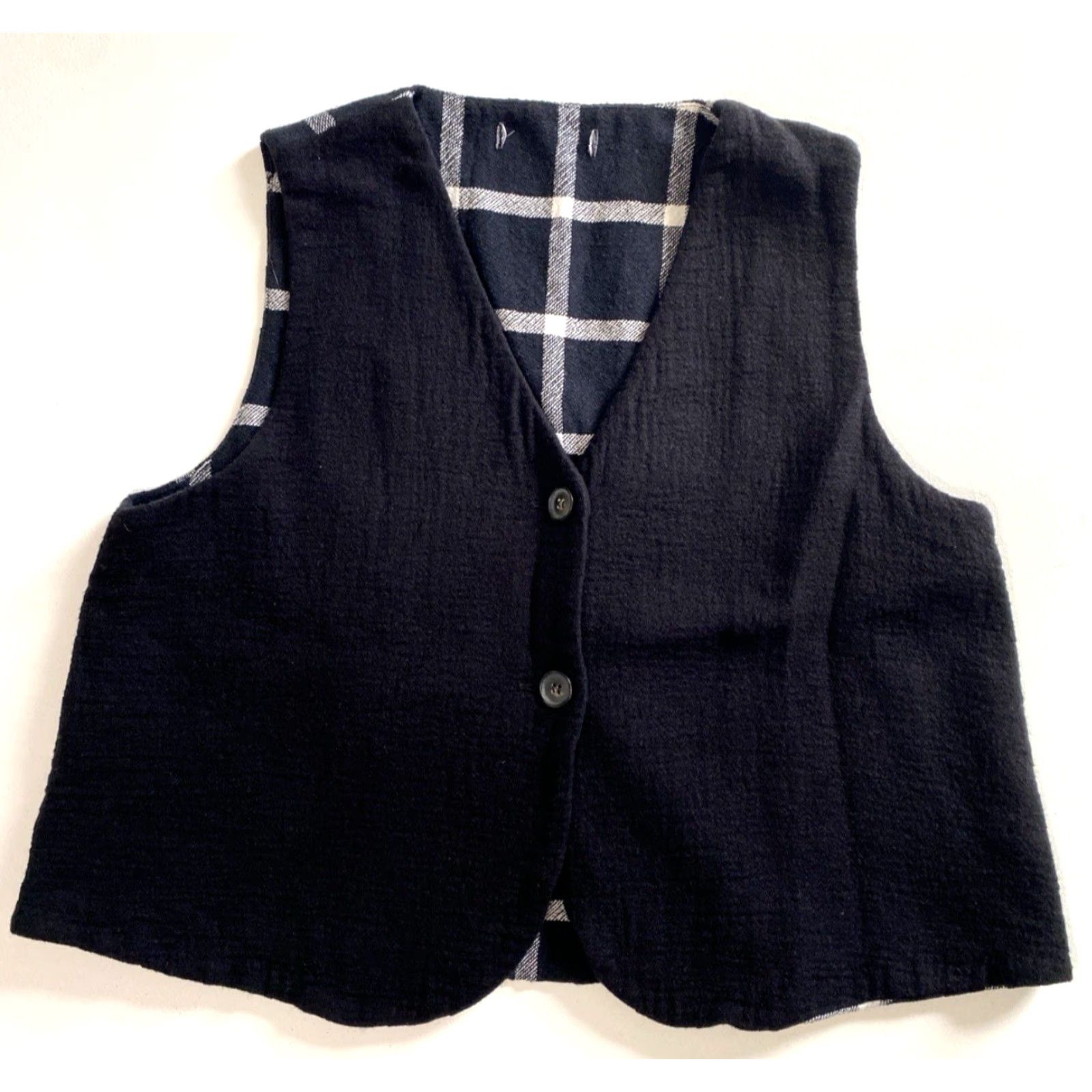 Vintage Neirami Women’s Button Front Vest Black Plaid Made in Italy Sz L Size L / US 10 / IT 46 - 2 Thumbnail