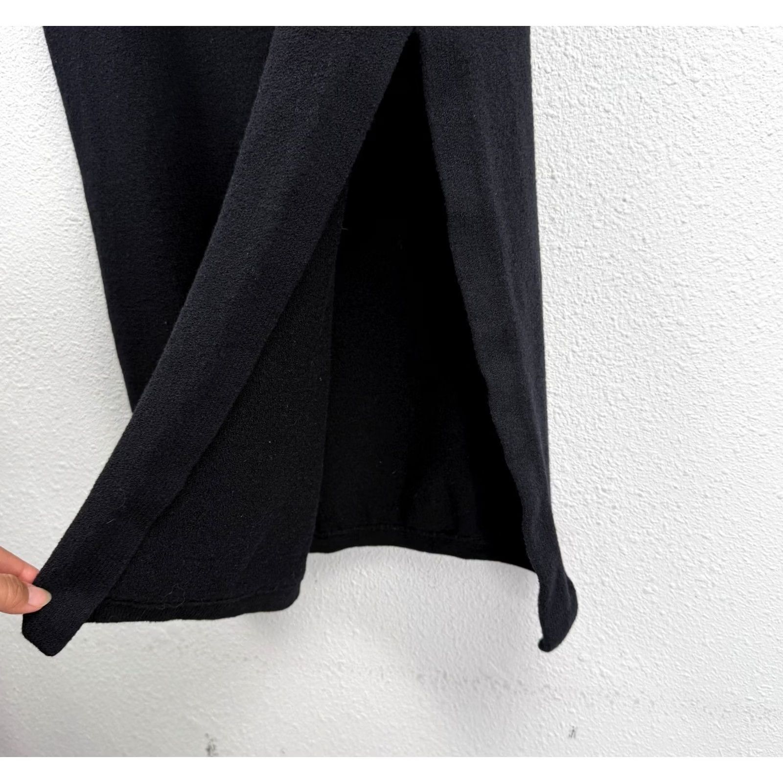 St. John St. John Skirt Maxi Slit Black Wool Knit Long 10 Women Casual 90s City Preppy Size 32" / US 10 / IT 46 - 4 Thumbnail