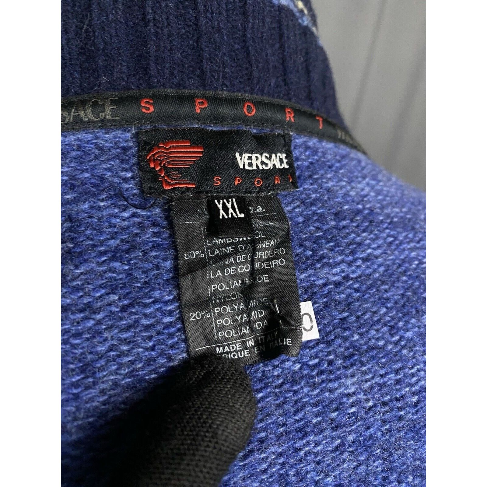 Versace Versace Sport Big Logo Knitted Blue Wool Full Zip Cardigan S Size US XXL / EU 58 / 5 - 10 Thumbnail