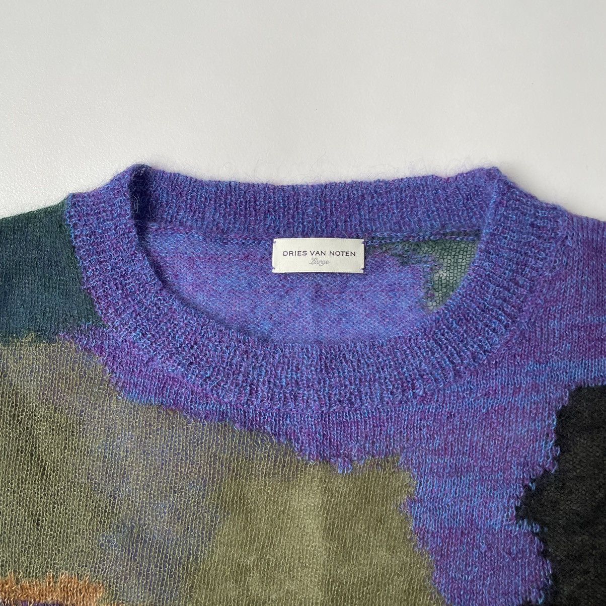Dries Van Noten Sample Abstract Camo Mohair Sweater Size US L / EU 52-54 / 3 - 4 Thumbnail