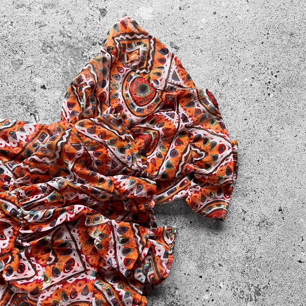 Designer Antica Sartoria by Giacomo Cinque Orange 3/4 Sleeve Blouse Size ONE SIZE - 6 Thumbnail