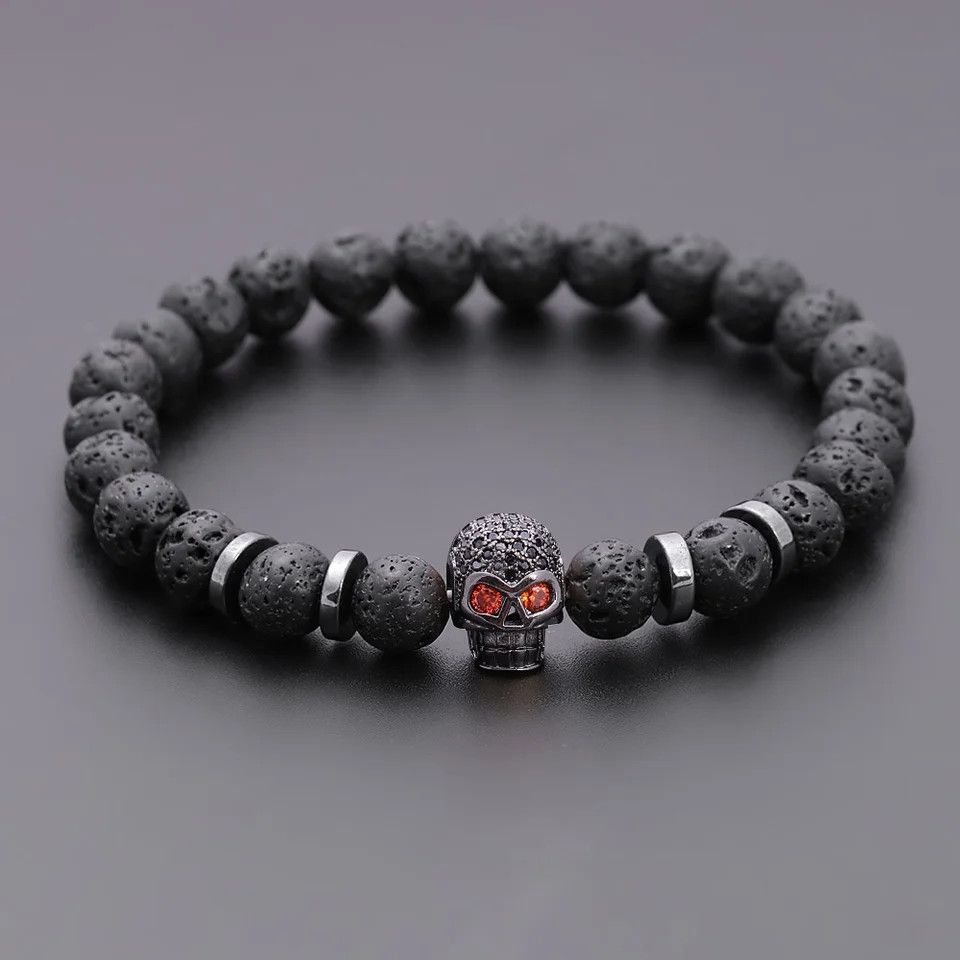 Other Black Eye Skull Hematite Bead Bracelet Size ONE SIZE - 1 Thumbnail