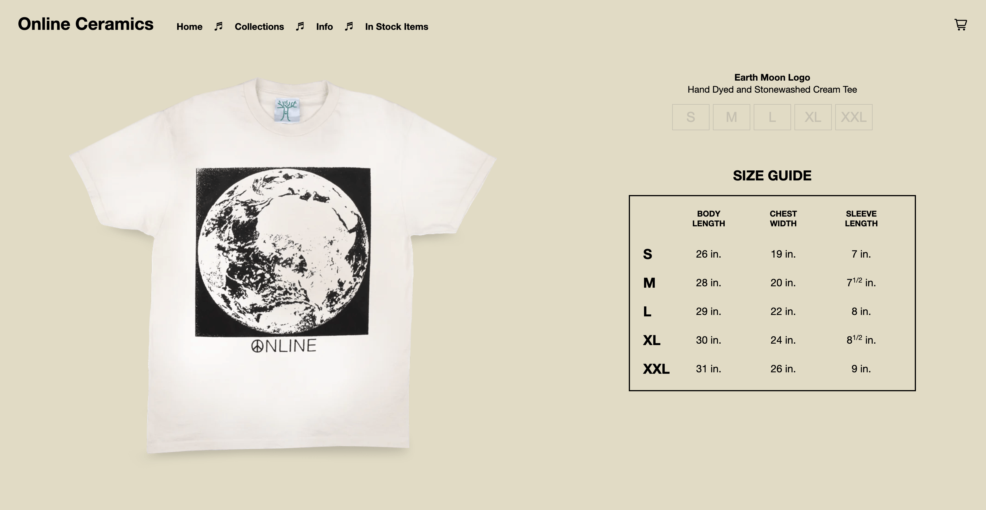 Online Ceramics Online Ceramics Earth Moon Logo Tee - Stonewashed Tan (M) Size US M / EU 48-50 / 2 - 8 Thumbnail
