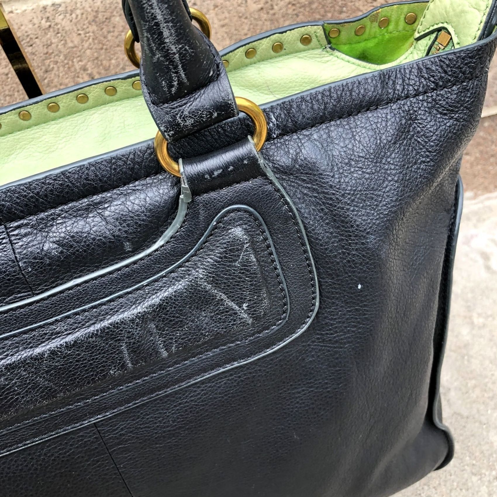 Vintage LIEBESKIND BERLIN Rena Stud Bowler Purse Satchel Black Leather Shoulder Bag Women Designer Bag Size ONE SIZE - 4 Thumbnail