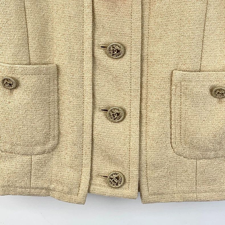 Chanel Chanel Beige Single Button Short Jacket -2505 Size US XXS / EU 40 - 4 Thumbnail