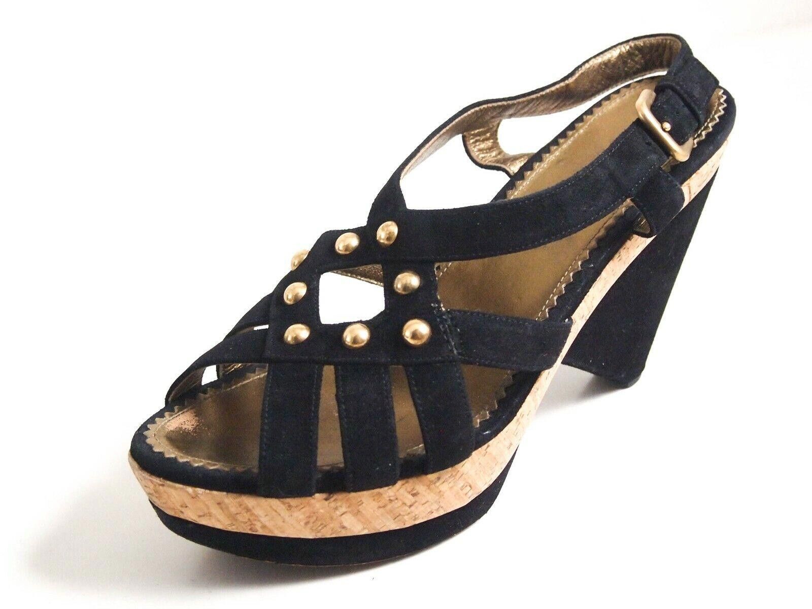 Prada Prada Plateau Sandals Black Suede Studded US 9 EU 39 $720 Size US 9 / IT 39 - 1 Thumbnail