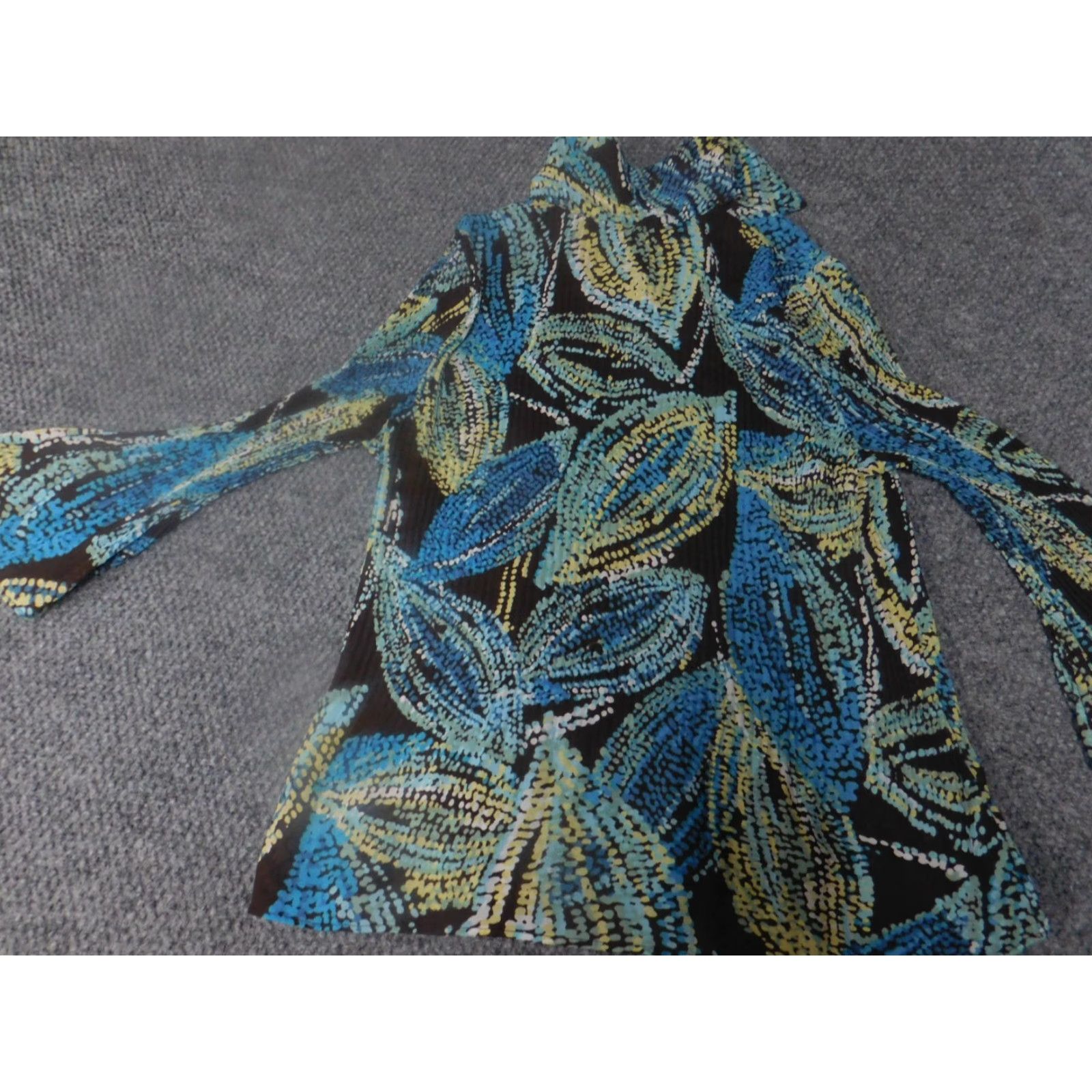 Vintage Serenade Blouse Women M Blue Floral Button Down Bell Sleeve Collared Casual Regular Size Medium Size M / US 6-8 / IT 42-44 - 7 Thumbnail