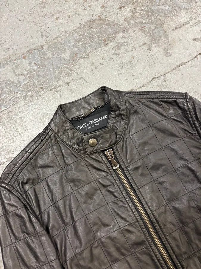 Dolce & Gabbana 2000s Dolce & Gabbana Black Grid Leather Jacket Size US S / EU 44-46 / 1 - 5 Thumbnail