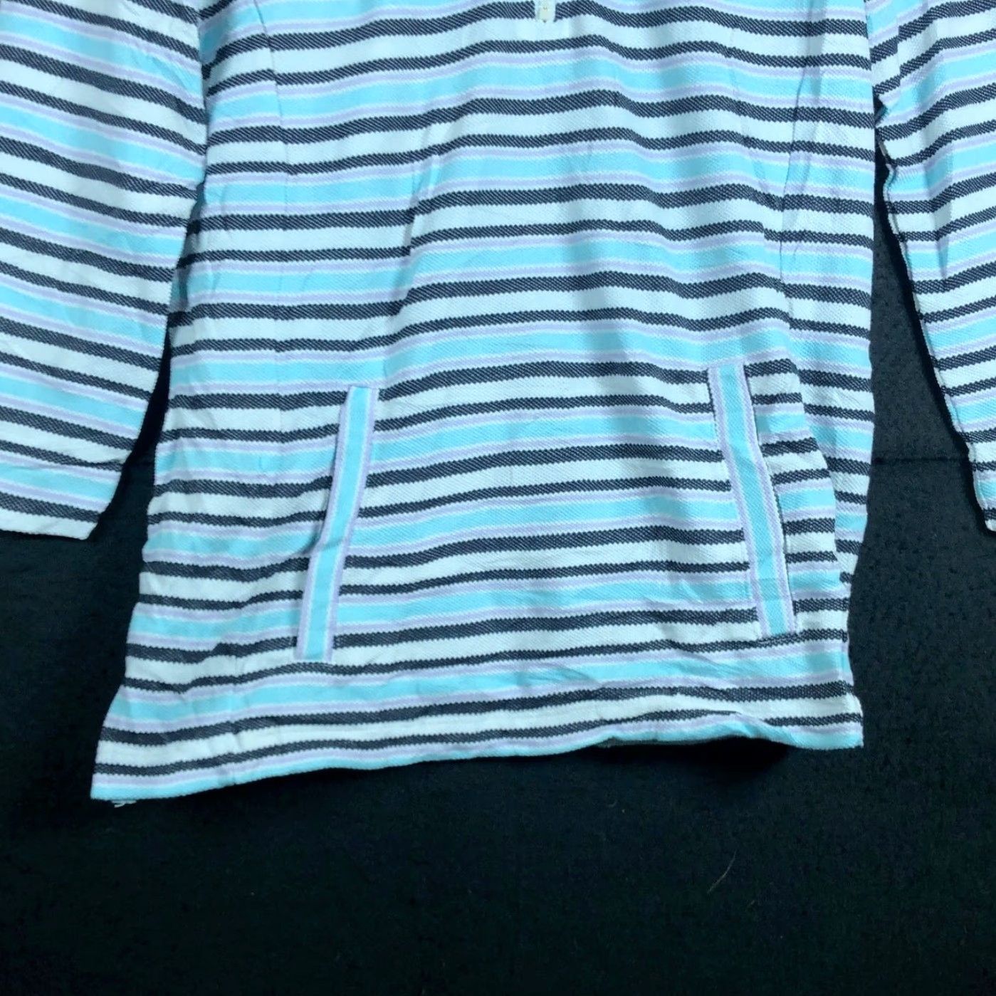 Talbots T by Talbots Womens Sweater Blue Multicolored Striped Petite 1/4 Zip Pullover Pockets Size XXS / US 00 / IT 34 - 3 Thumbnail