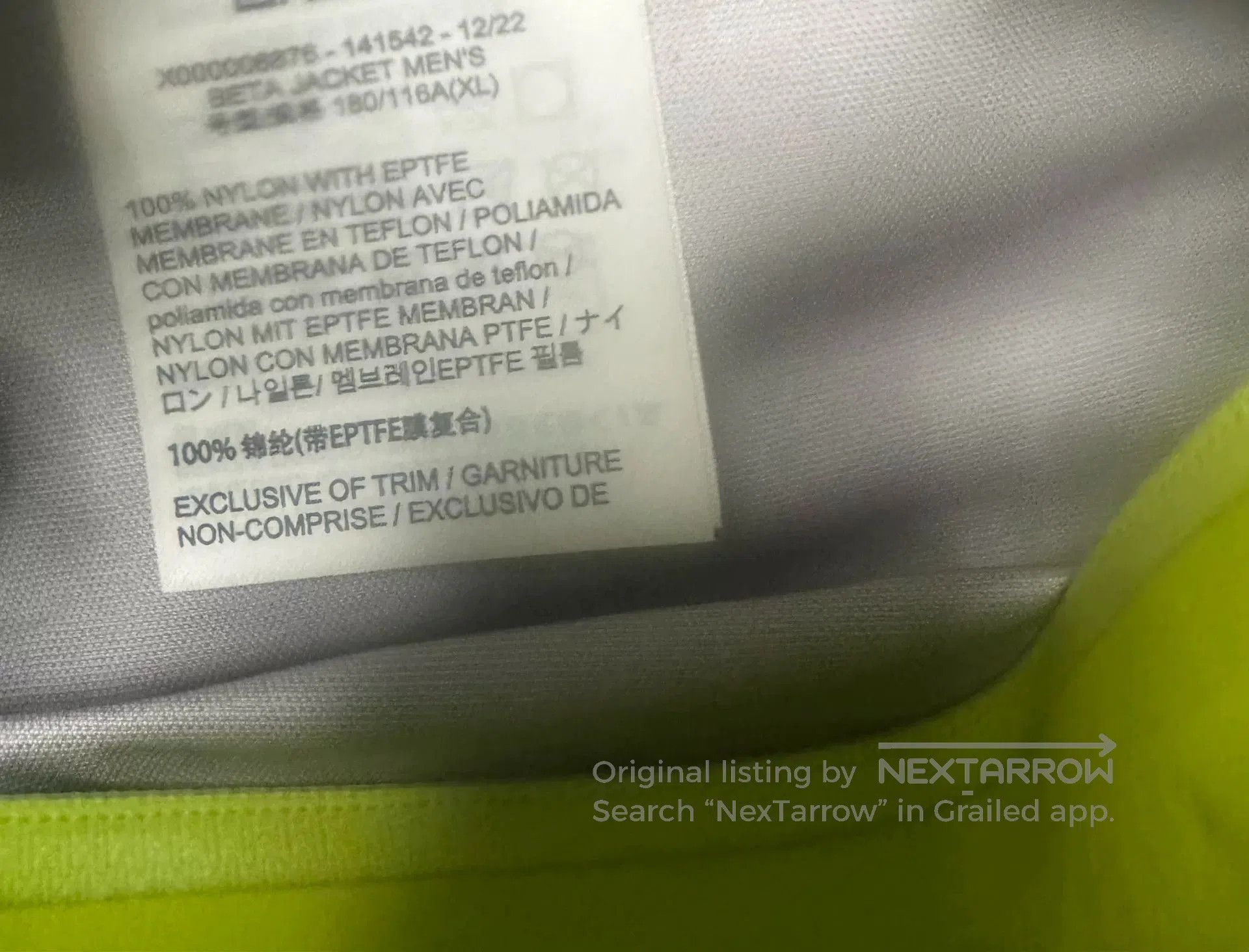 Arc'teryx Arc'teryx Beta Jacket in Fluorescent Green. Size US XL / EU 56 / 4 - 8 Thumbnail