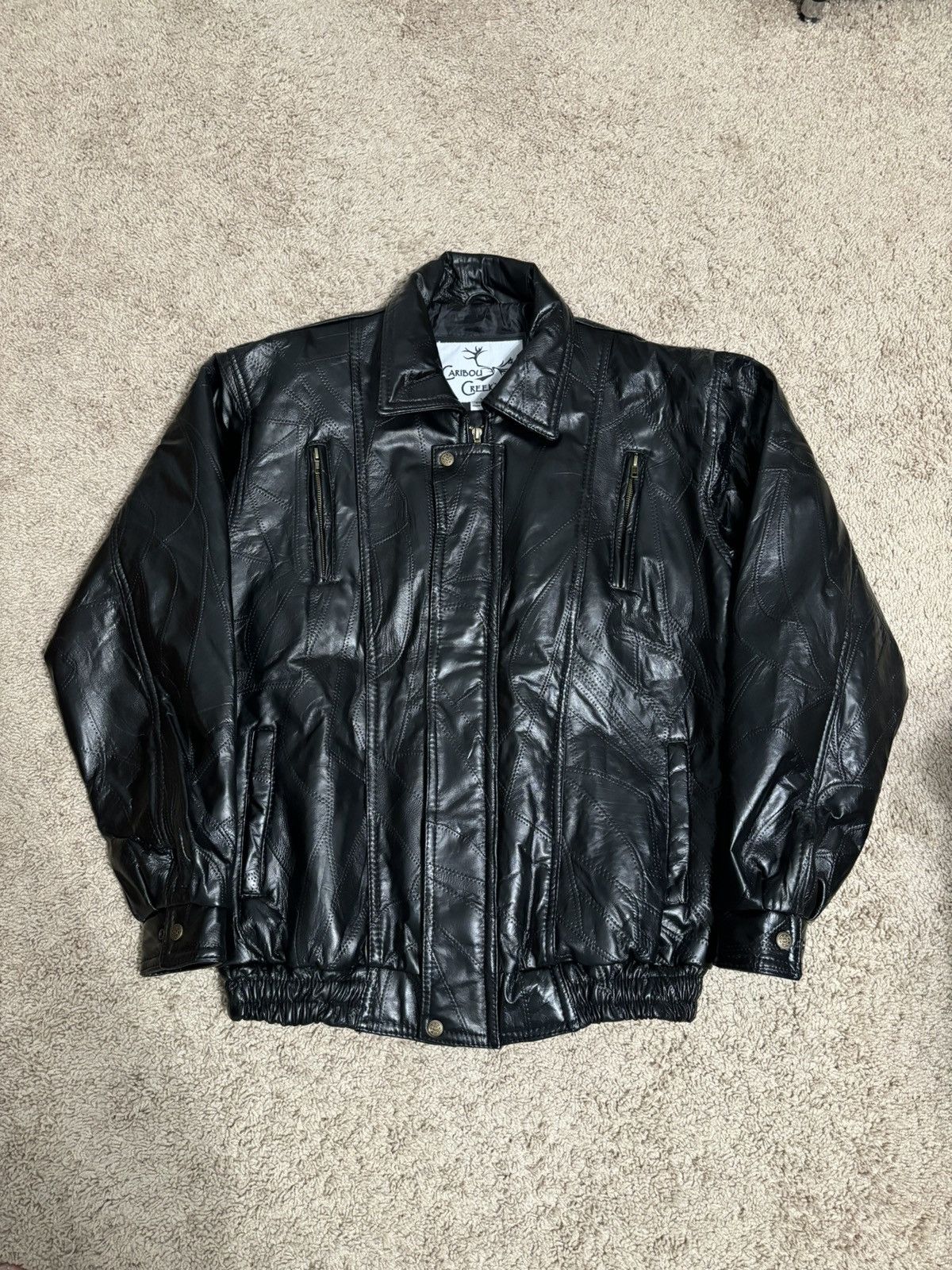 Vintage Caribou Creek Lambskin Patchwork Leather Jacket Size US XL / EU 56 / 4 - 1 Thumbnail