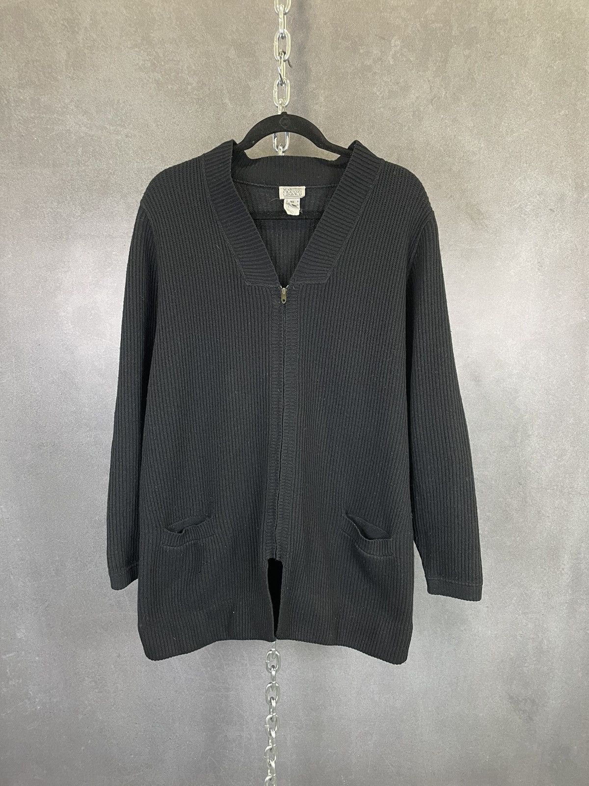 image of VTG 80's Marithe Francois Girbaud Black Wool Zip Up Sweater, Men's (Size XS)