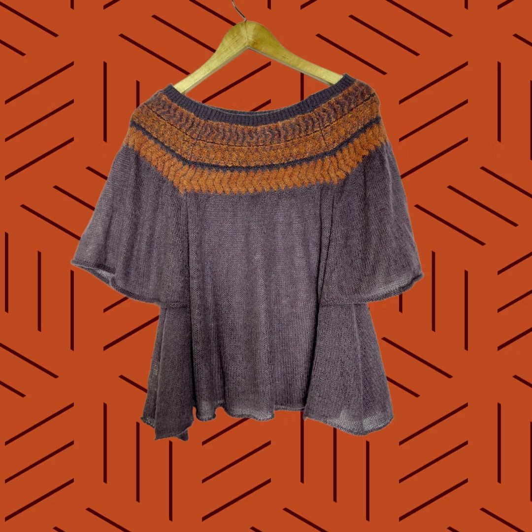 Free People Free People Off-Shoulder Knit Top Purple Orange Short Sleeve Women XS Size XS / US 0-2 / IT 36-38 - 1 Thumbnail