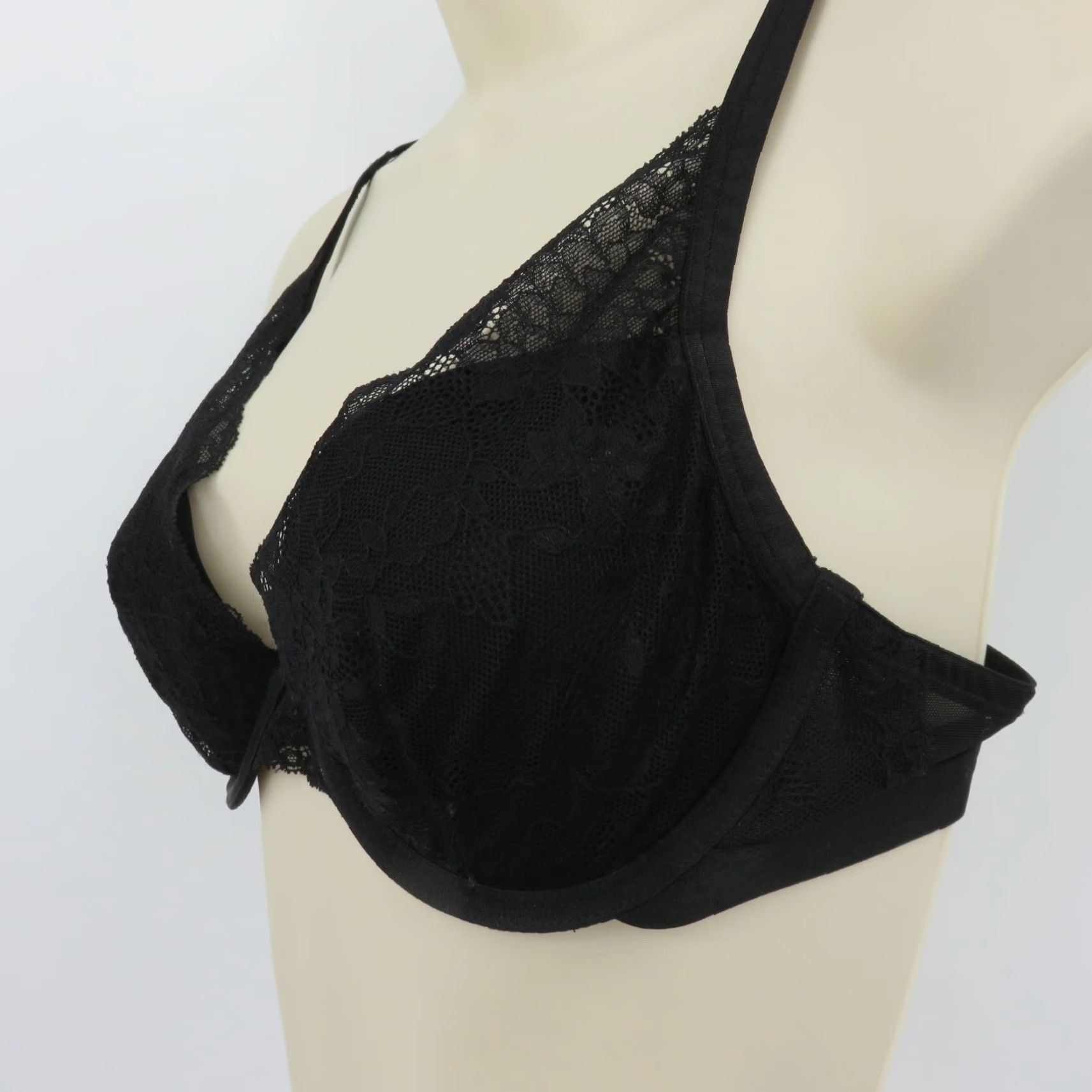 Vintage Soma Bra 34B Lightest Lift Lace Plunge Underwire Black Floral Women T-Shirt Bra Mens? Size ONE SIZE - 4 Thumbnail