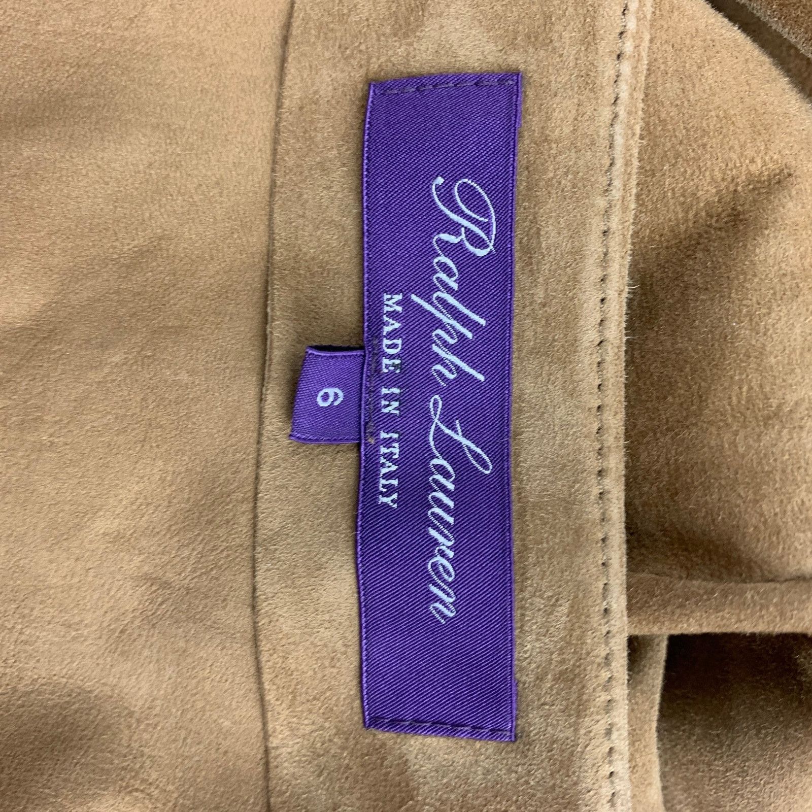 Ralph Lauren 6 Tan Suede Pencil Below Knee Skirt Size 28" / US 6 / IT 42 - 5 Thumbnail