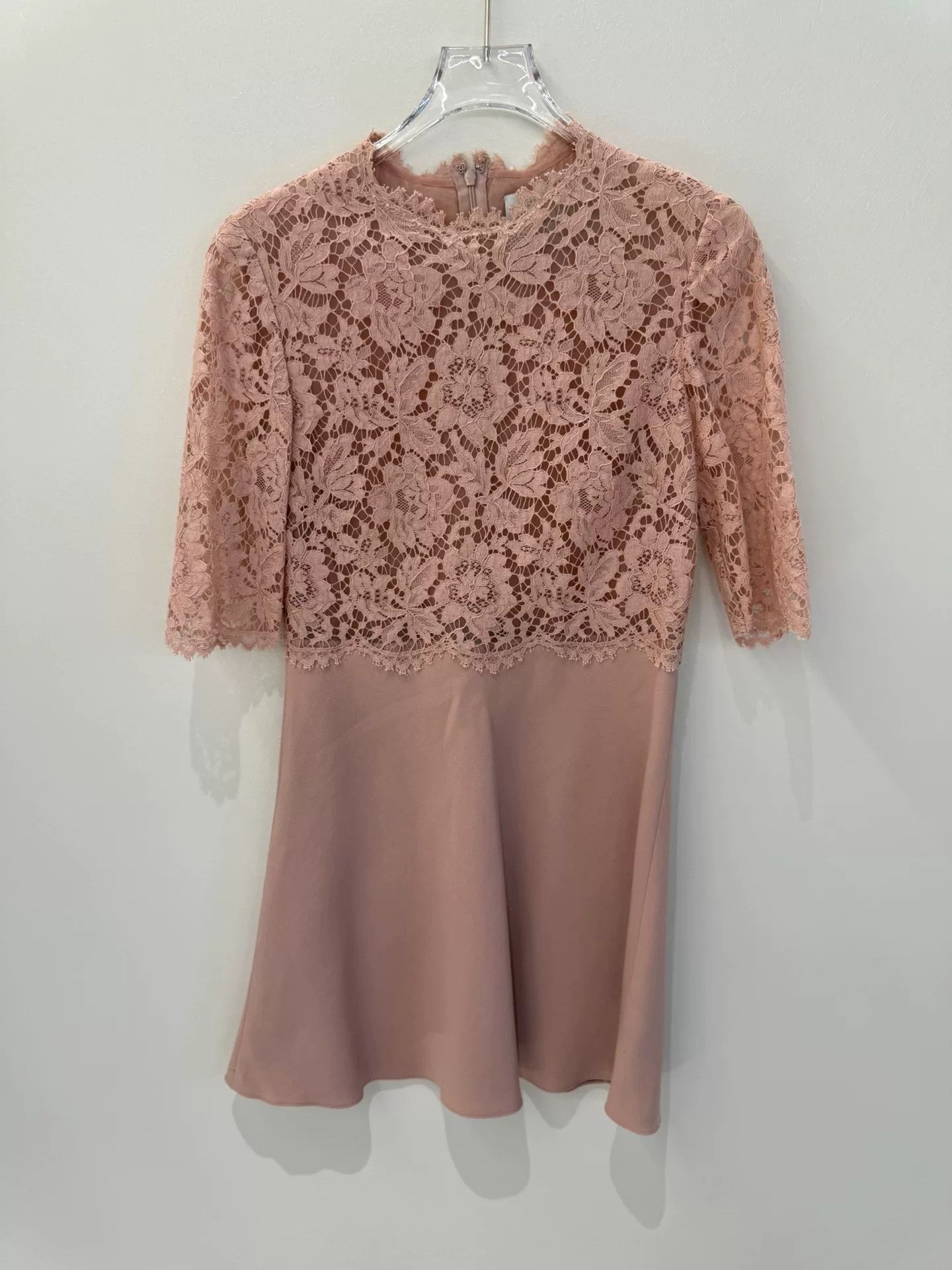 Valentino pink lace dress with satin skirt | Grailed