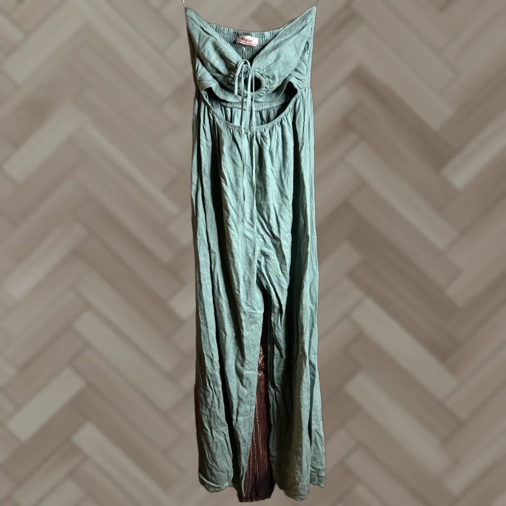 Anthropologie Anthropologie Jumpsuit One-Piece Women M Green Wide-Leg 90s Casual Party/Cocktail Travel Gauze Cotton Solid Size 32" / US 10 / IT 46 - 1 Thumbnail