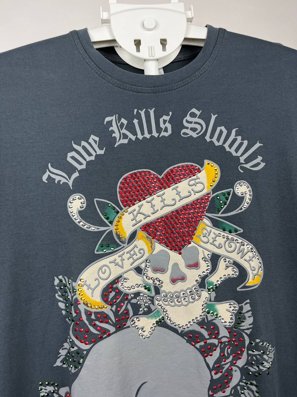 Ed Hardy Ed Hardy 🇺🇸 Love Kills Slowly Rhinestone Skull T-Shirt Y2K Size US XL / EU 56 / 4 - 3 Thumbnail