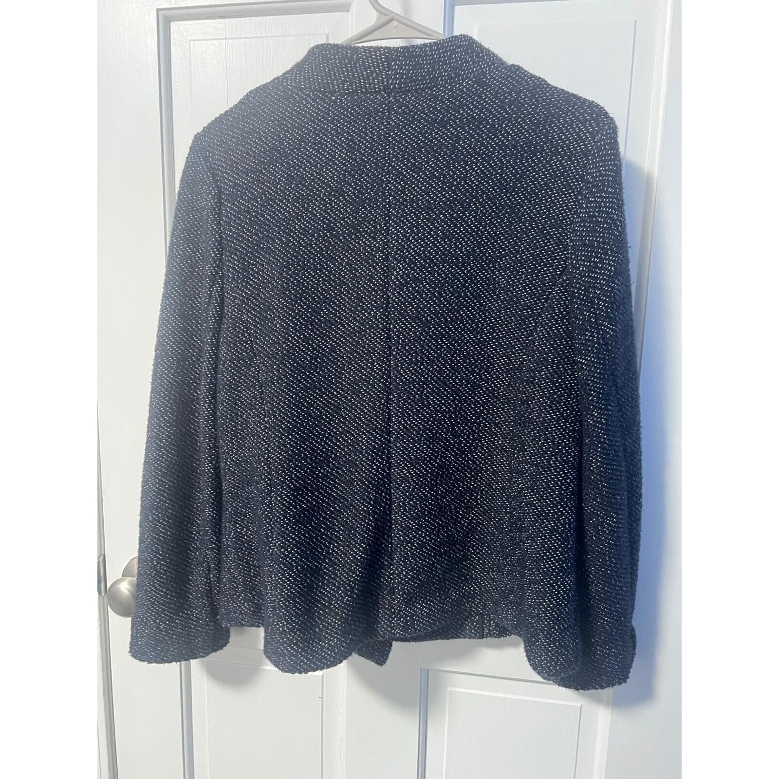 Other LOFT Cropped Pea Coat Womens M Navy Blue Textured Knit Size M / US 6-8 / IT 42-44 - 2 Thumbnail