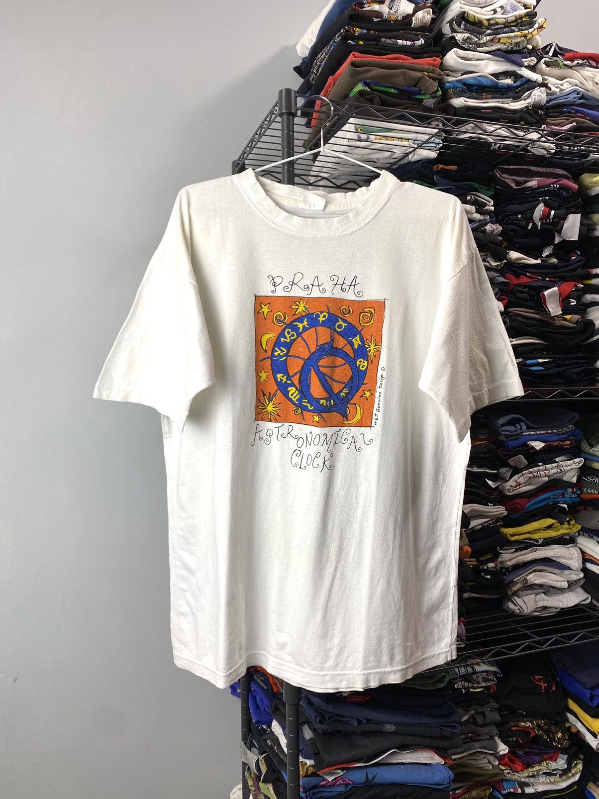 Band Tees Vintage 1990’s Praha Astronomical Clock Art T Shirt Size US XL / EU 56 / 4 - 1 Thumbnail
