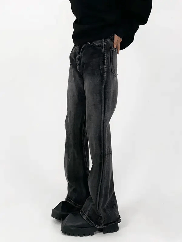 Vintage Washed Black Micro Flare Jeans