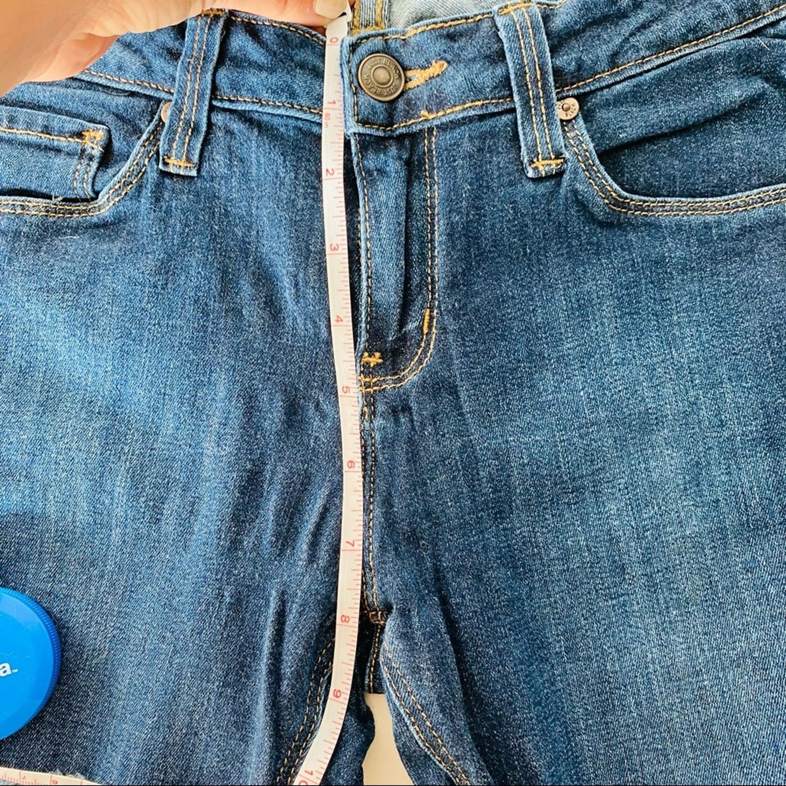 Lululemon JUST BLACK Blue Distressed Ripped Skinny Low Rise Denim Jean Size 27" / US 4 / IT 40 - 11 Thumbnail