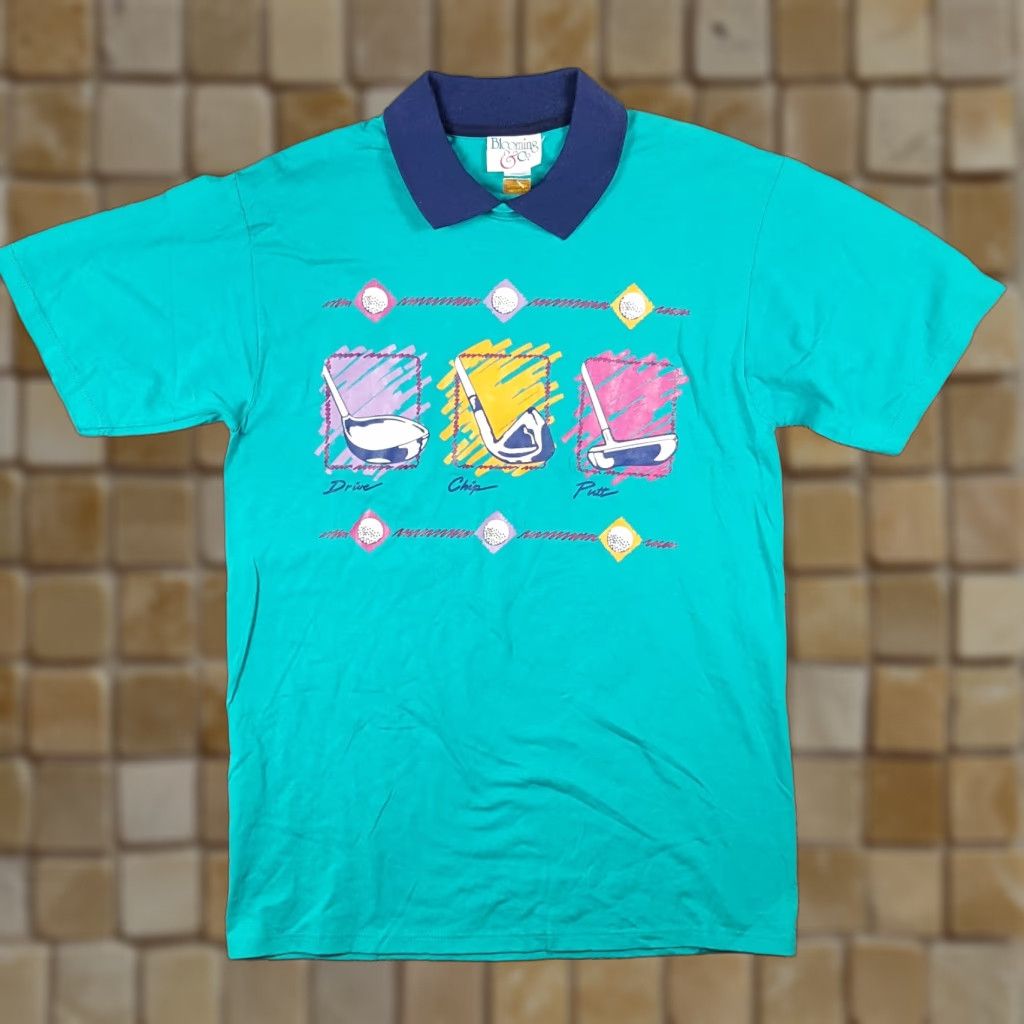 Vintage VINTAGE Blooming & Co T-Shirt Collared Short Sleeve Men's M Blue 80s 90s Preppy Golf Art Embroidered Logo Size US M / EU 48-50 / 2 - 1 Thumbnail