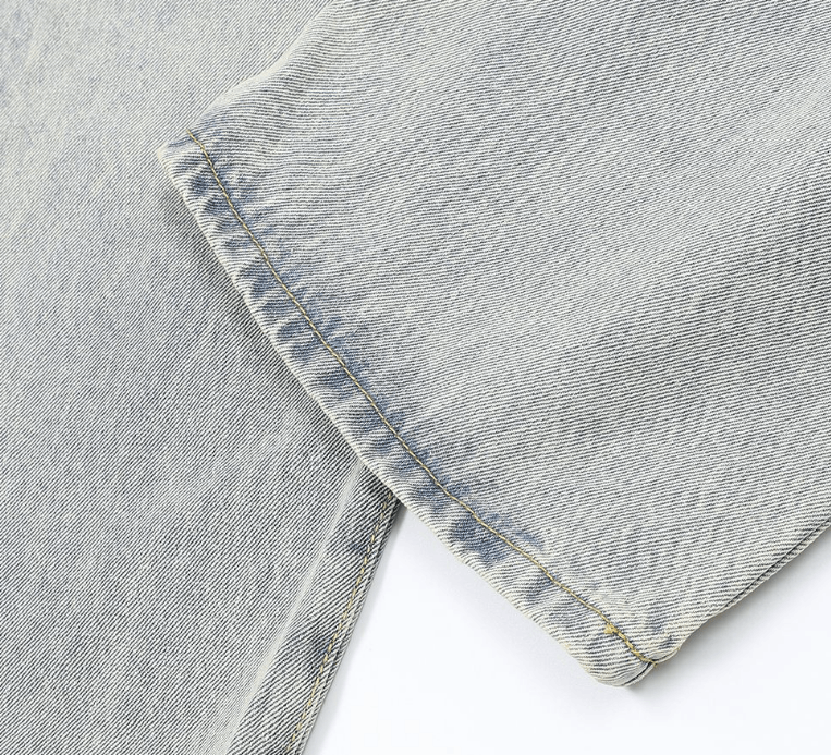 Japanese Brand × Jean Straight-leg baggy jeans with floral embroidery Size US 32 / EU 48 - 4 Thumbnail
