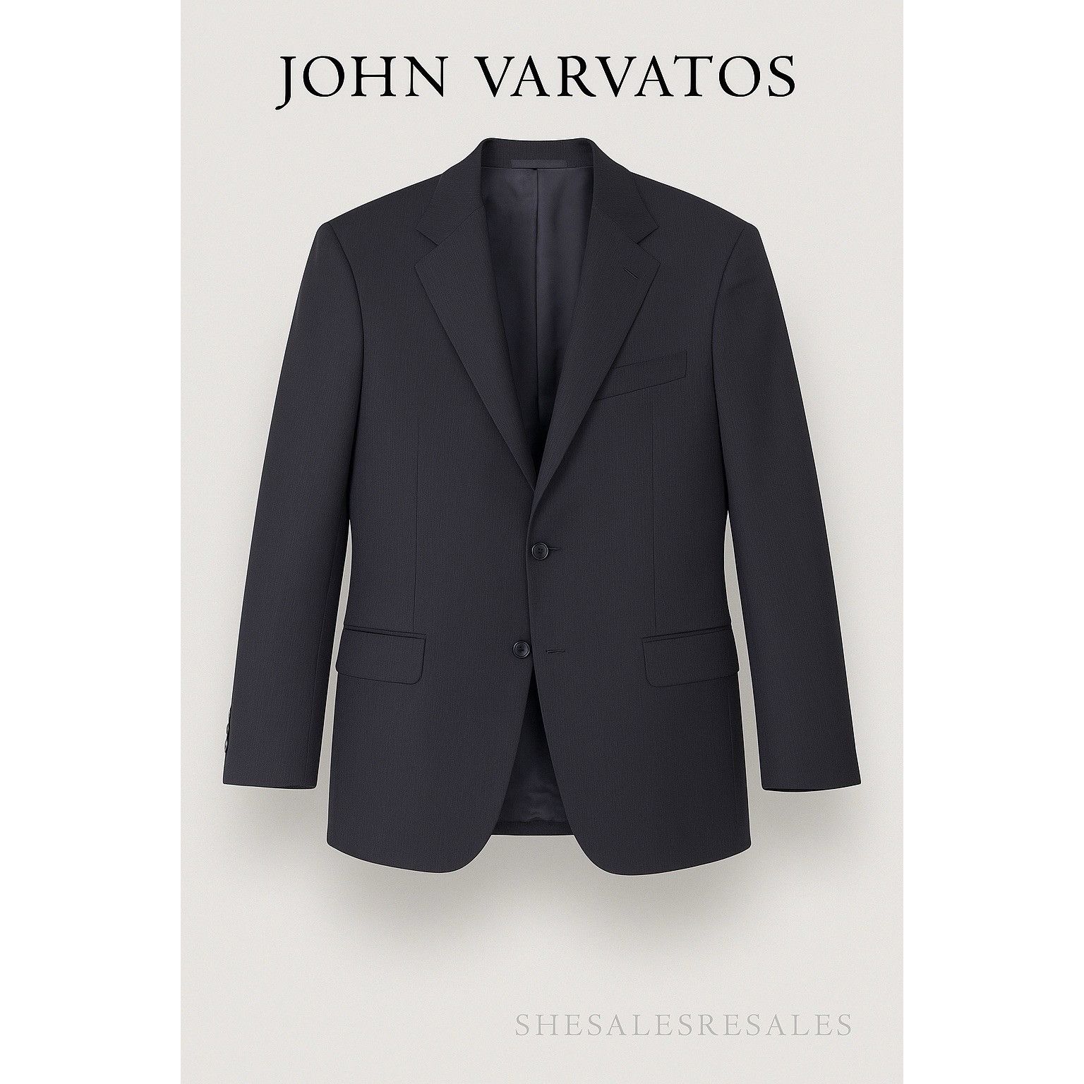 John Varvatos 100% Wool Pinstripe Blazer Jacket 48R Midnight