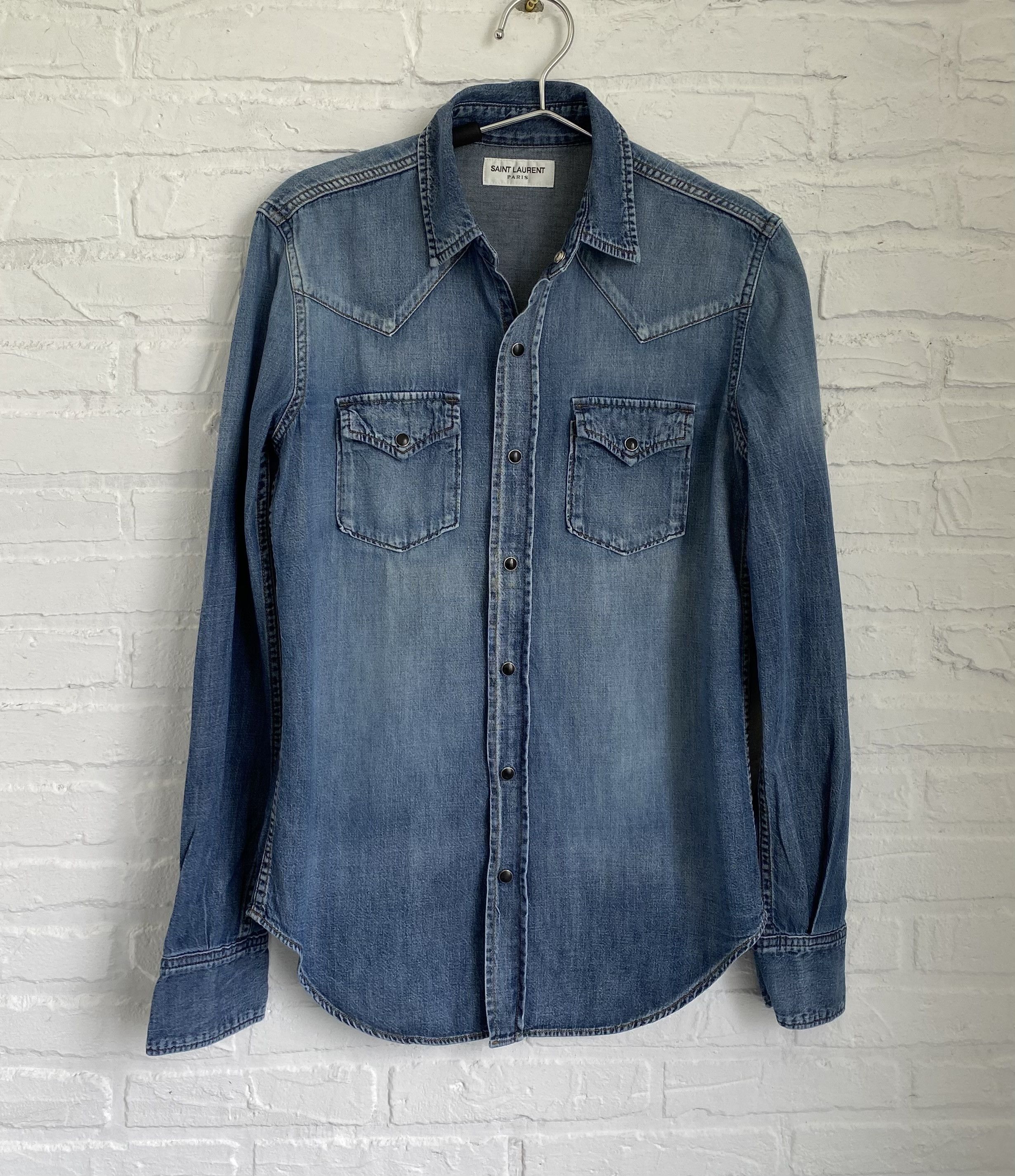 image of Hedi Slimane x Saint Laurent Paris Western Denim Shirt, Men's (Size Small)