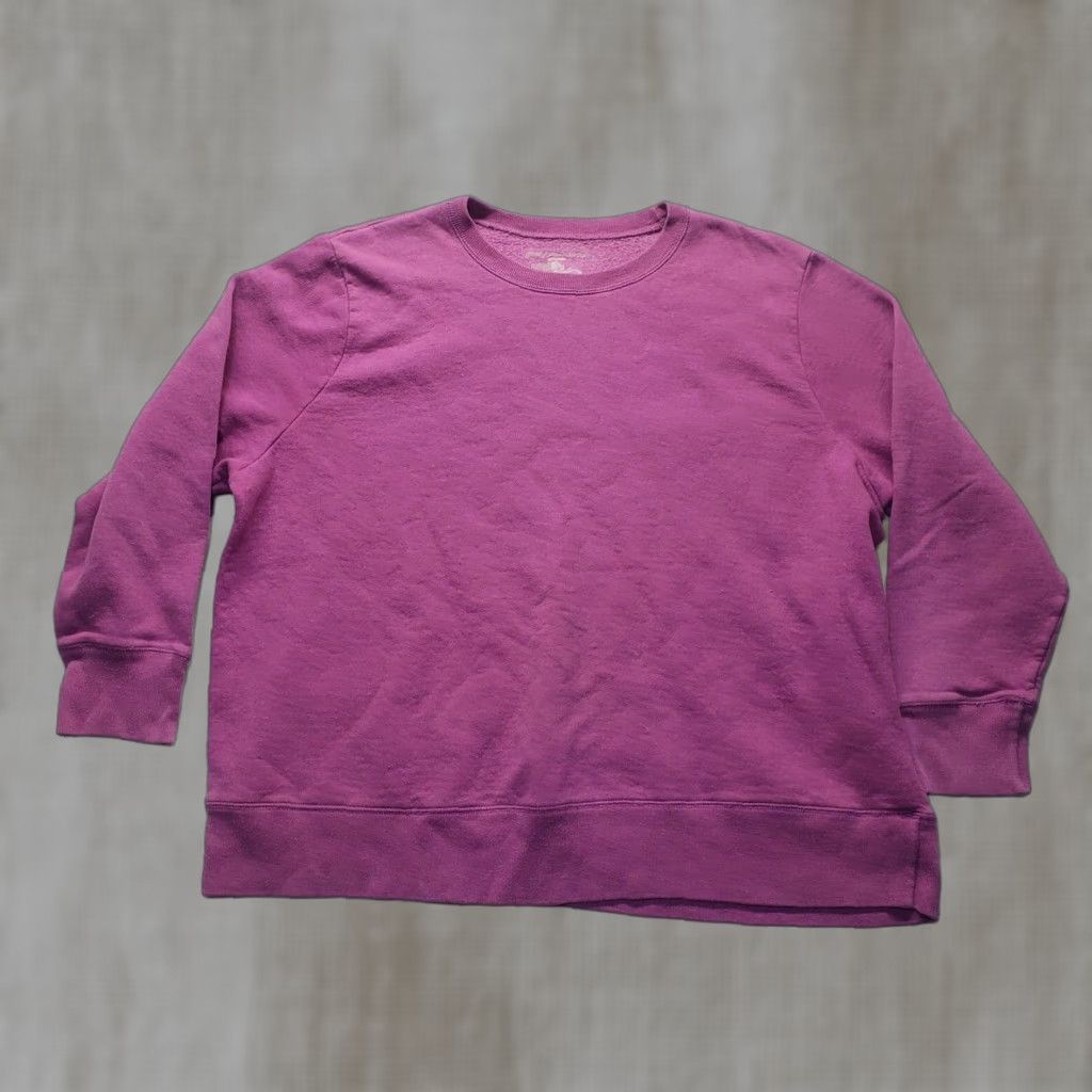 Vintage Just My Size Plus Size Sweater Pullover Solid Purple 1X Womens Classic Chunky-Knit Long Sleeve Crew Neck Size XL / US 12-14 / IT 48-50 - 1 Thumbnail