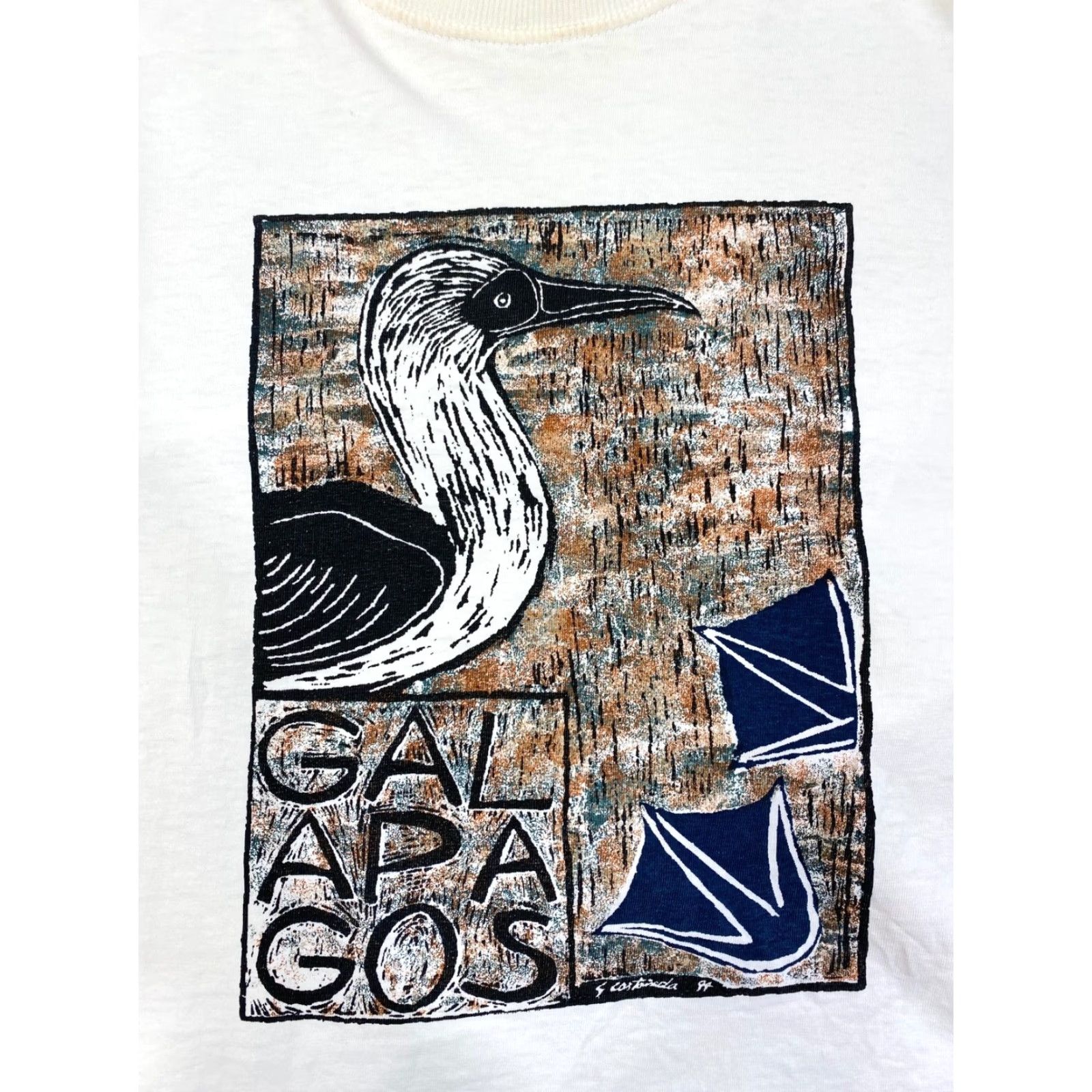 Nomad VINTAGE Nomada T-Shirt Men’s Galapagos Islands Blue Footed Booby Size S White Crew Neck Long Sleeve 100% Cotton Shirt Mens Size US S / EU 44-46 / 1 - 2 Thumbnail