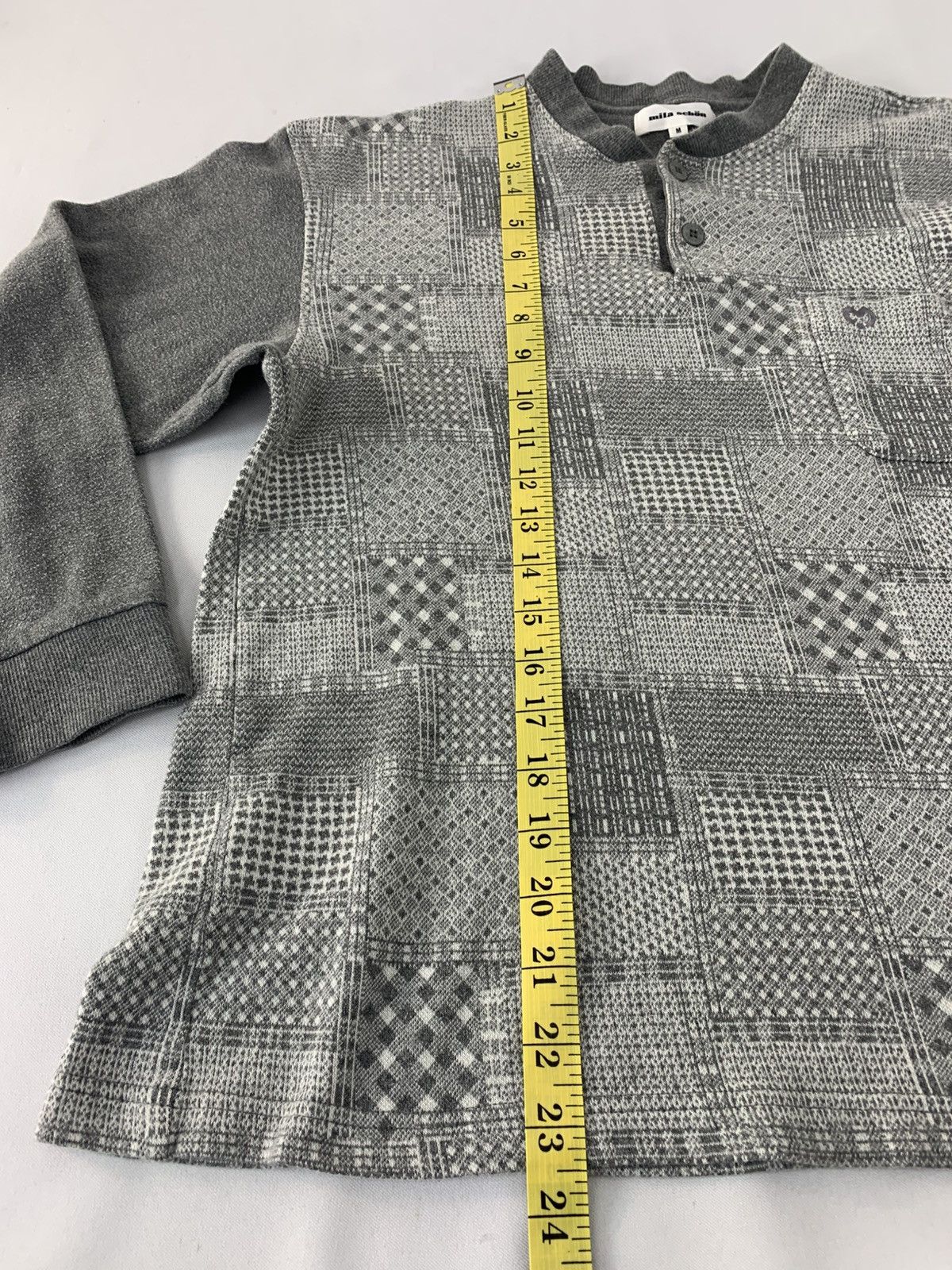 Mila Schon Mila Schon Checked Single Pocket Henley Neck Printed Tee Size US M / EU 48-50 / 2 - 10 Thumbnail