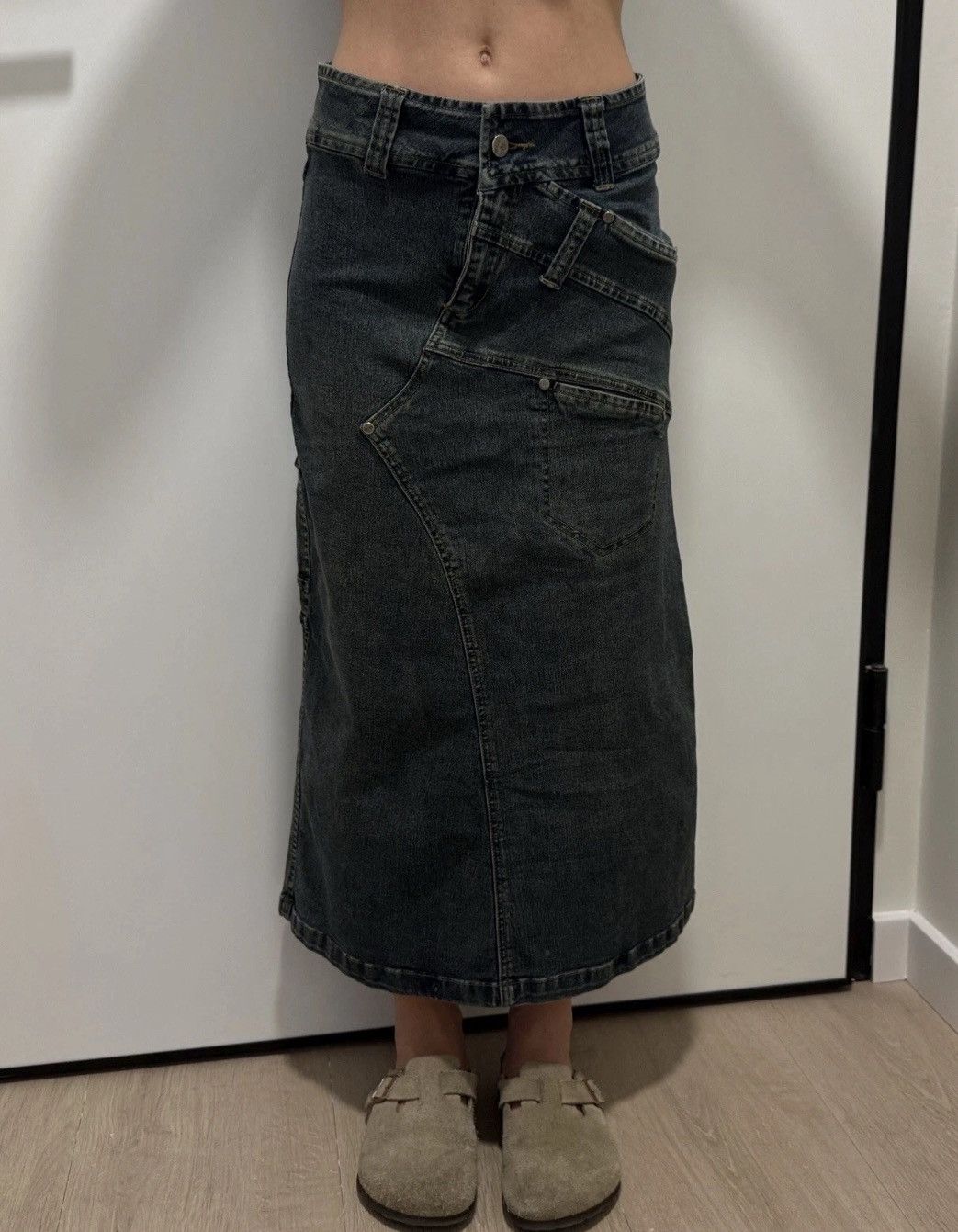 Vintage Tulip Jeans vintage avant garde Denim y2k midi skirt Size S Size 27" / US 4 / IT 40 - 2 Thumbnail